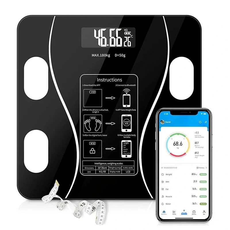 (image for) KALOAD&reg; USB+Solar Powered Body Fat Scale BMI Scales Smart Wireless Digital Bathroom Weight Scale Body Composition Analyzer